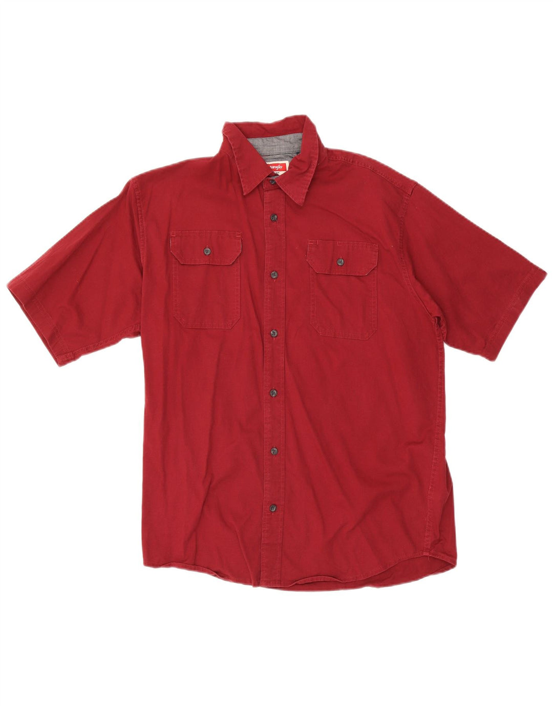 Camicia a maniche corte da uomo Wrangler in cotone bordeaux medio