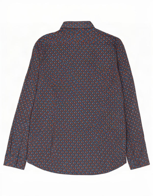 Camicia da uomo Ted Baker taglia 6 2XL cotone geometrico blu navy