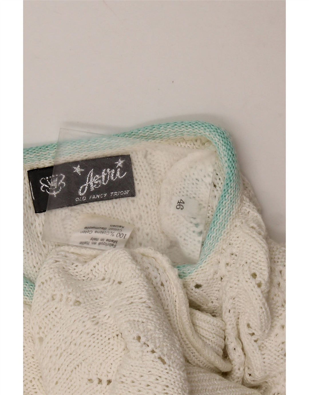 Maglione maglione girocollo da donna VINTAGE IT 46 grande cotone bianco