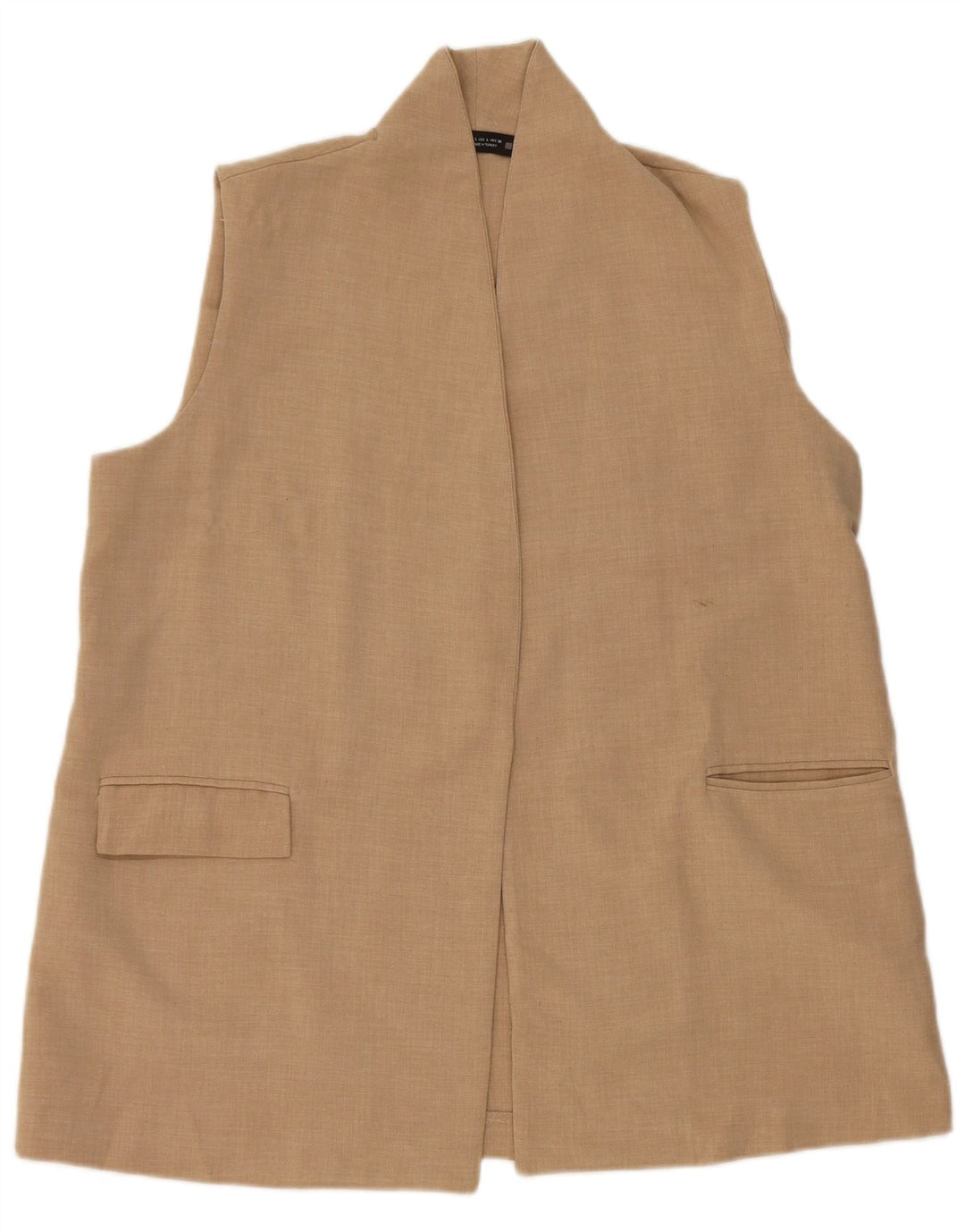 Gilet OPEN da donna Zara UK 16 grande poliestere beige