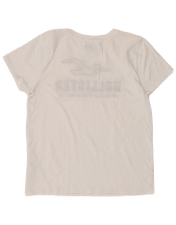 T-shirt grafica Hollister da donna Top UK 12 Medium White Cotton