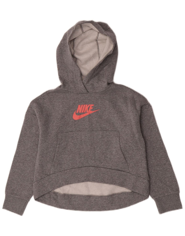 Felpa con cappuccio grafica Nike per ragazze, 8-9 anni, piccola, in cotone grigio