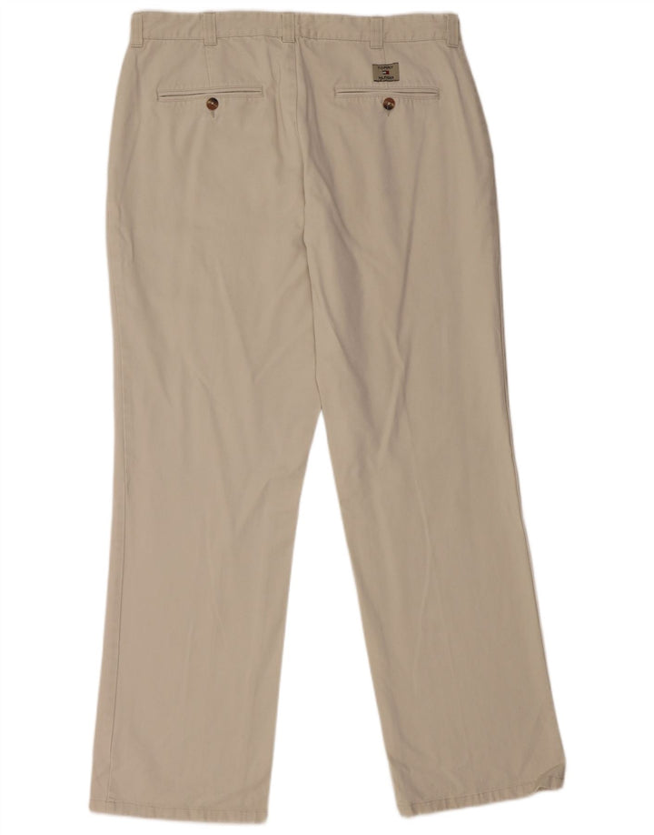 TOMMY HILFIGER Pantaloni chino dritti da uomo W36 L32 Cotone beige