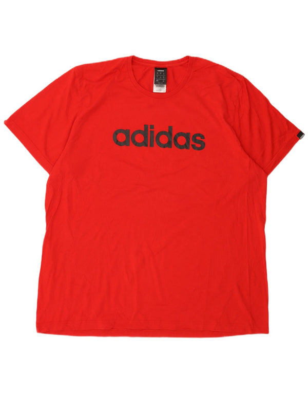 T-shirt grafica da uomo Adidas Top 2XL in cotone rosso