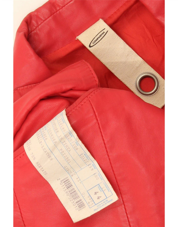 Giacca Blazer in Pelle da Donna a 2 Bottoni Compagnia IT 44 Pelle Rossa Media