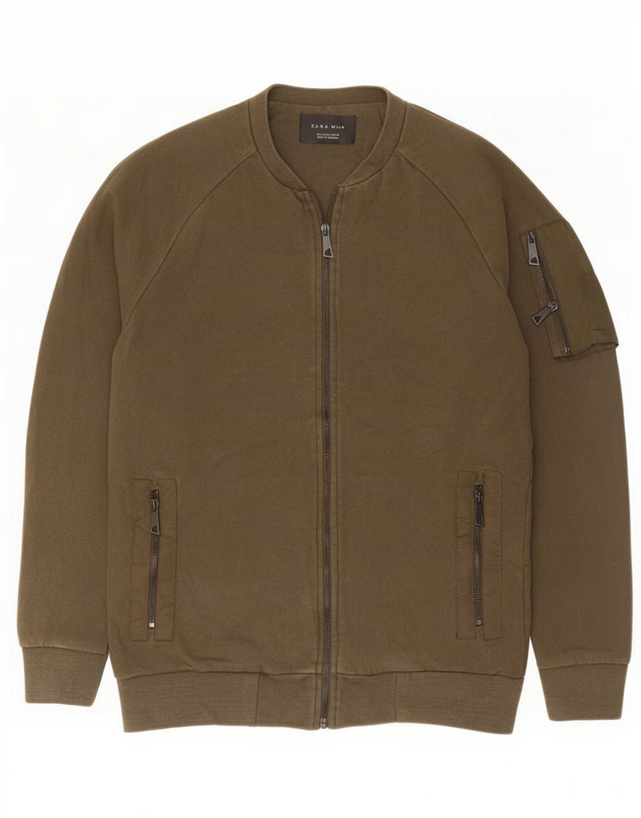 Giacca da ginnastica da uomo Zara grande in cotone kaki