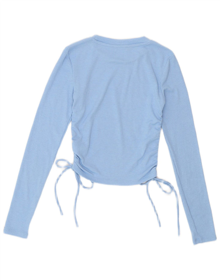 Camicetta corta a maniche lunghe da donna Zara UK 8 piccola blu poliestere