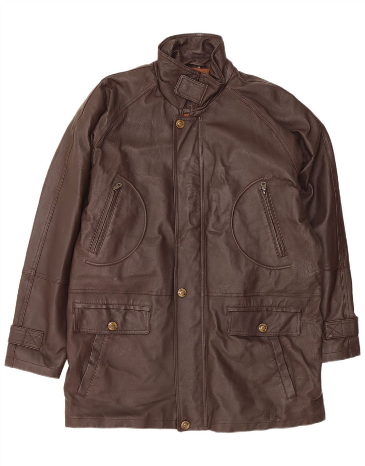 Giacca in pelle vintage da uomo UK 40 grande in pelle marrone