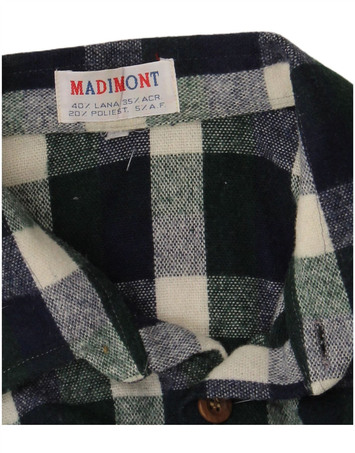 Camicia vintage da uomo in flanella grande lana verde