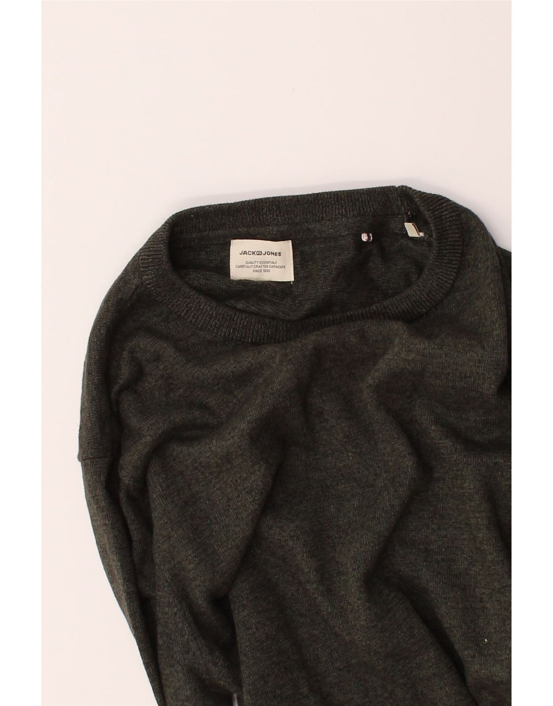 JACK & JONES Mens Crew Neck Jumper Sweater Medium Khaki Cotton Vintage Jack & Jones and Second-Hand Jack & Jones from Messina Hembry 