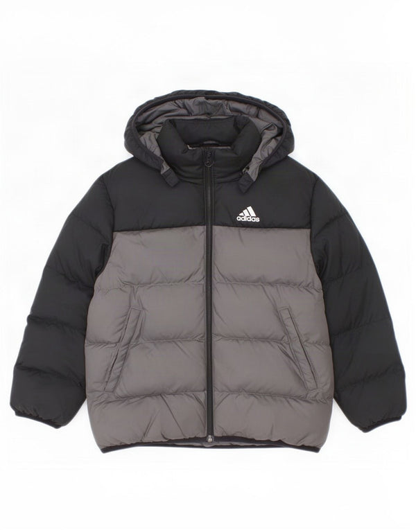 Giacca imbottita con cappuccio Adidas da ragazzo 6-7 anni in poliestere color block nero