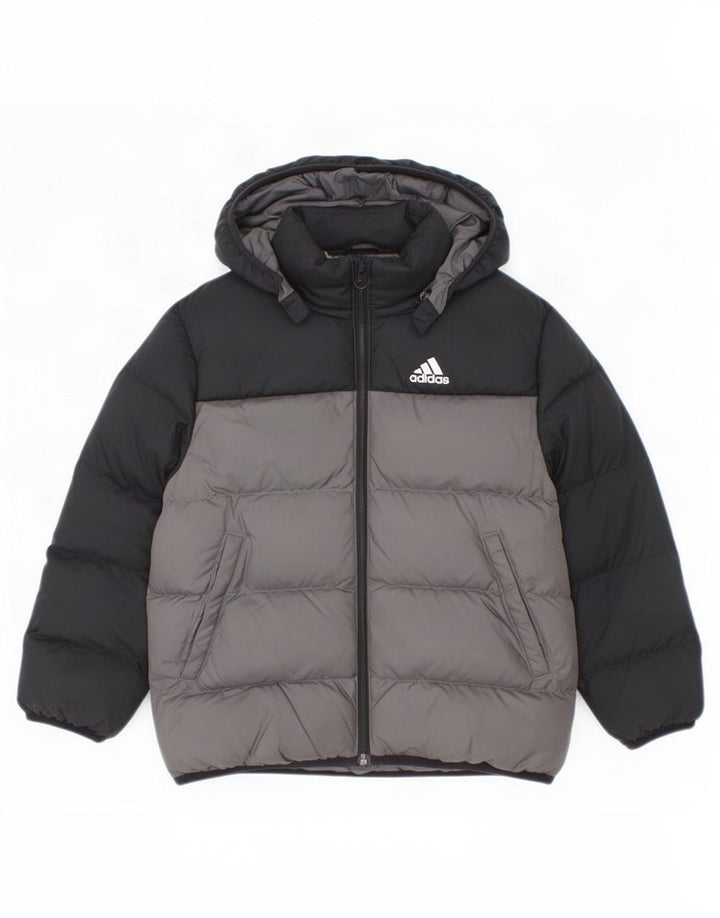 Giacca imbottita con cappuccio Adidas da ragazzo 6-7 anni in poliestere color block nero