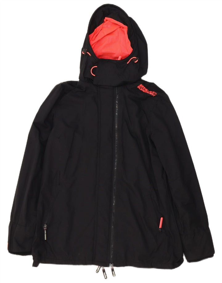 Giacca antipioggia da donna Superdry The Windmac con cappuccio UK 18 XL poliestere nero