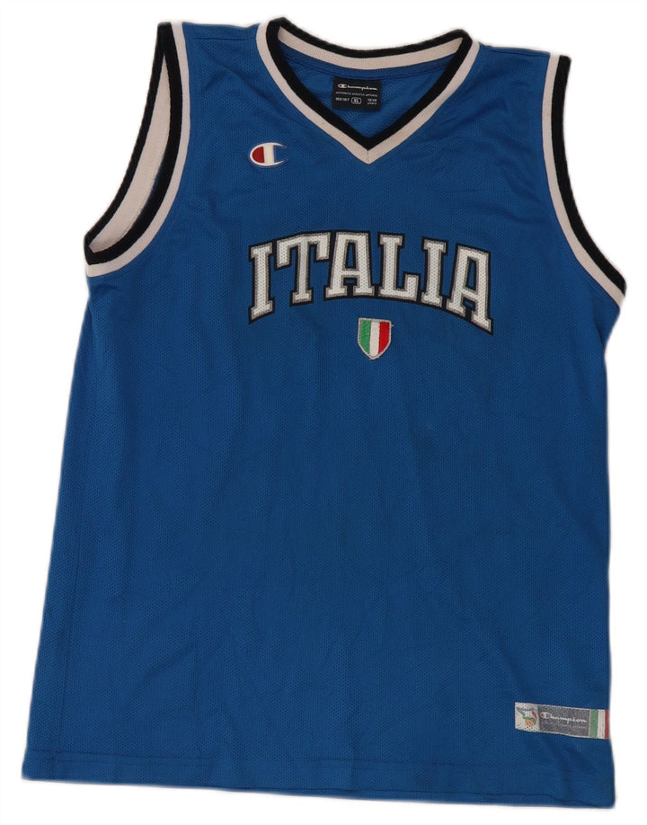 Canotta grafica Champion Italia per ragazzi 13-14 anni XL poliestere blu