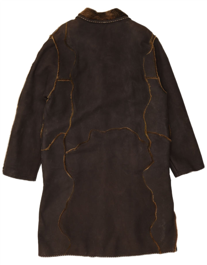 Soprabito in pelle scamosciata da donna VINTAGE UK 16 grande marrone