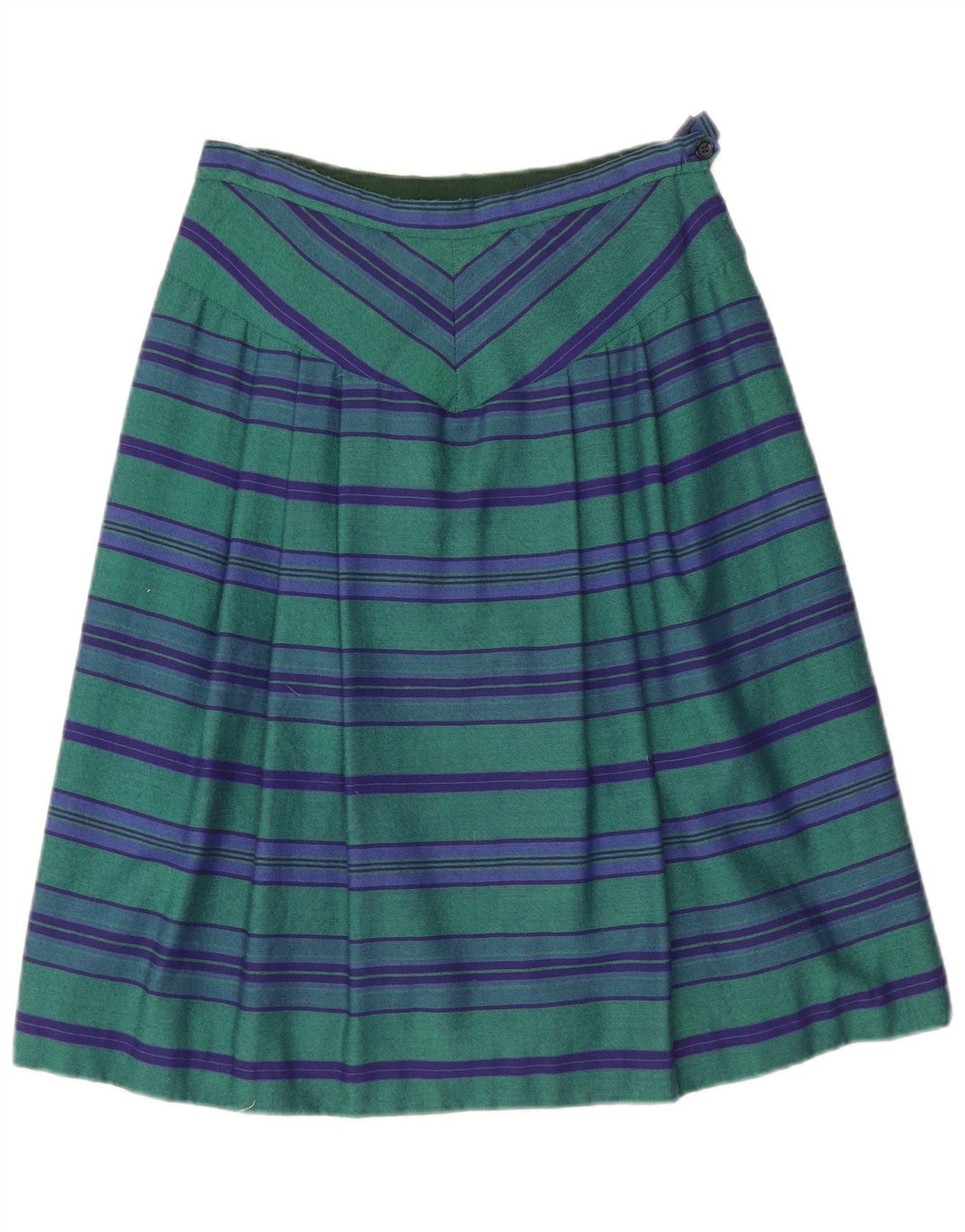 Gonna a trapezio vintage da donna W28 a righe verde medio
