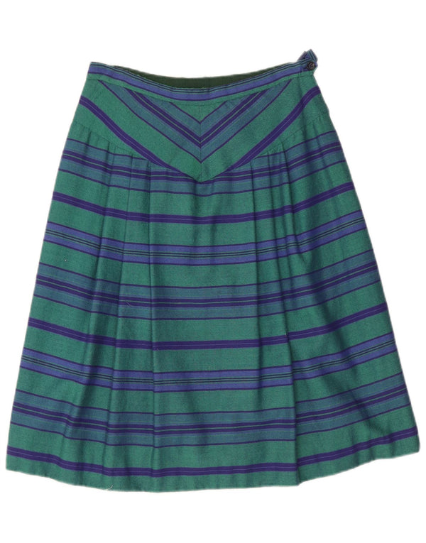 Gonna a trapezio vintage da donna W28 a righe verde medio