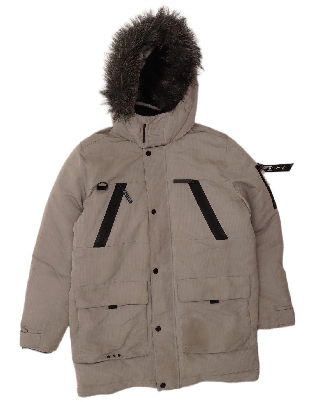 Giacca imbottita con cappuccio da uomo HOLLISTER UK 40 grande poliestere grigio