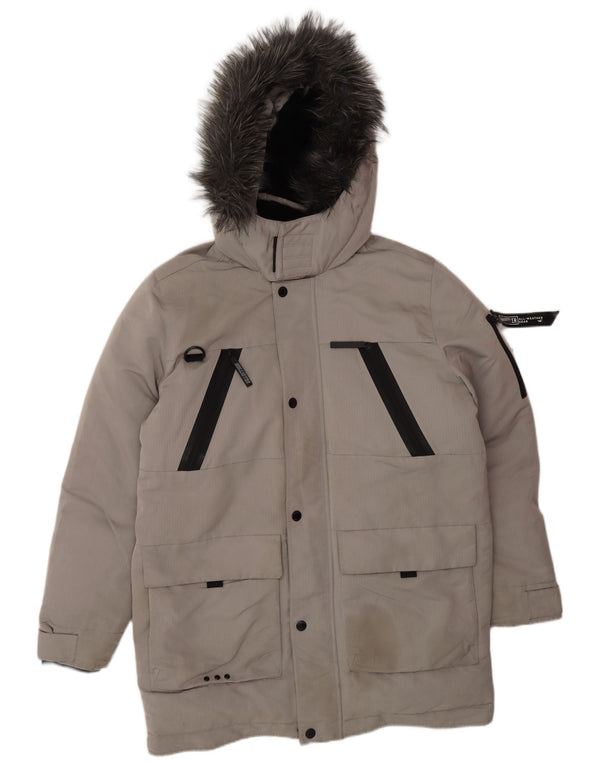 Giacca imbottita con cappuccio da uomo HOLLISTER UK 40 grande poliestere grigio