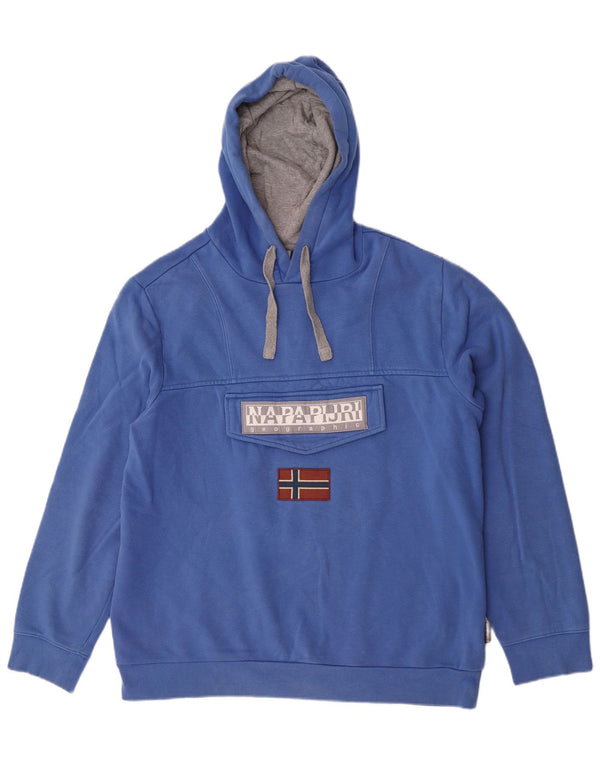 Felpa con cappuccio grafica da uomo Napapijri XL in cotone blu