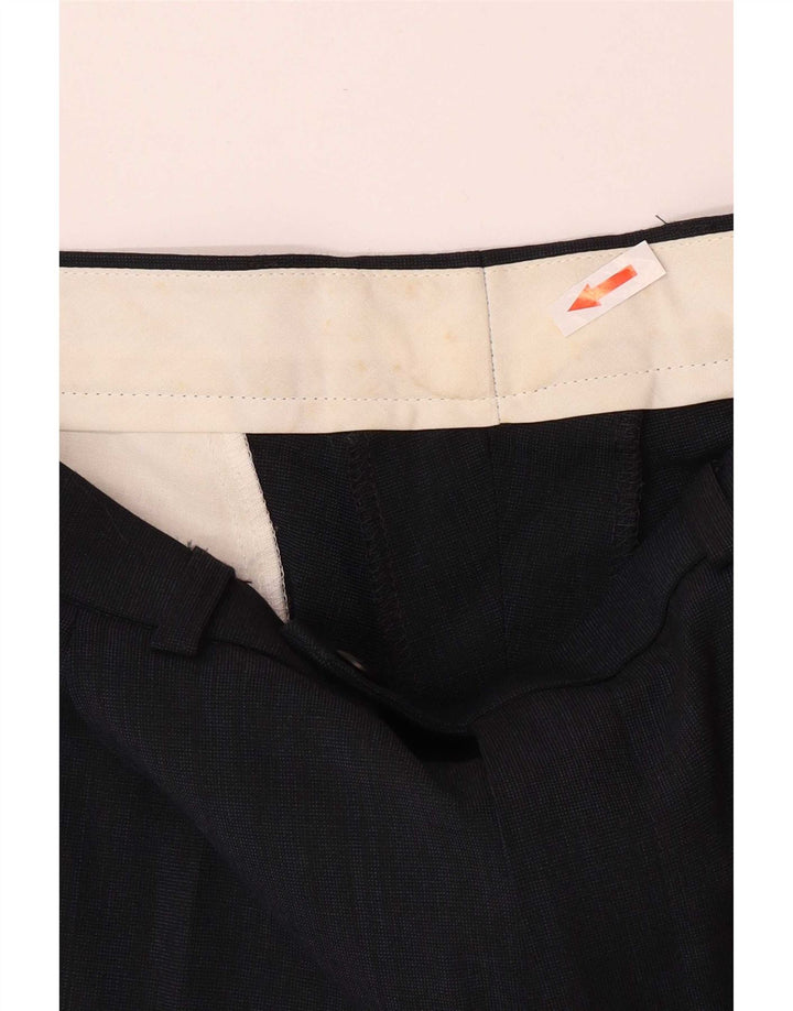Pantaloni da abito con pegging da uomo Marks & Spencer W34 L33 poliestere blu navy