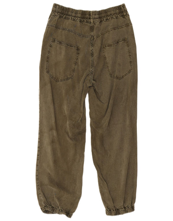 Jeans corti da donna Zara Joggers piccoli W26 L25 viscosa kaki