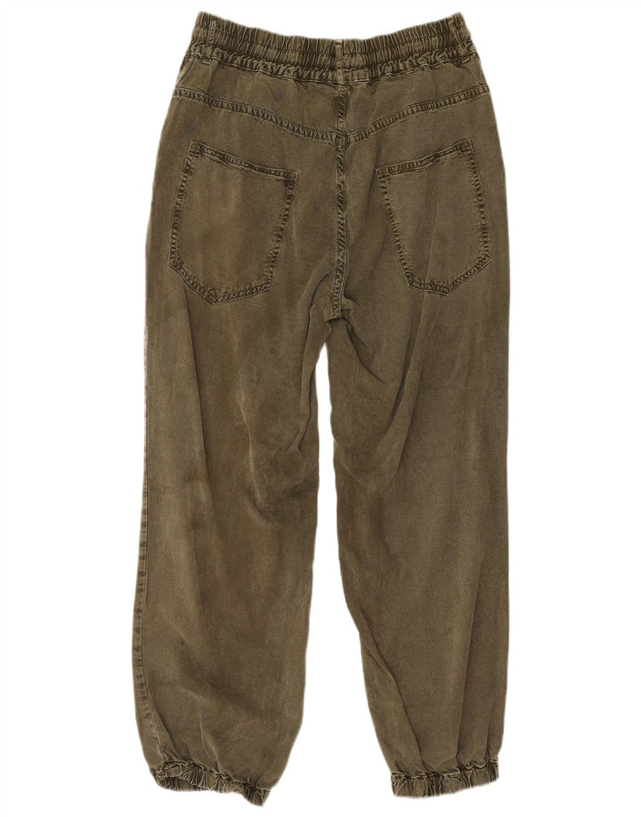 Jeans corti da donna Zara Joggers piccoli W26 L25 viscosa kaki