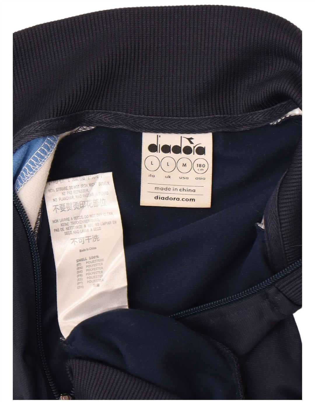 Giacca da tuta da uomo Diadora Large in poliestere color block blu navy