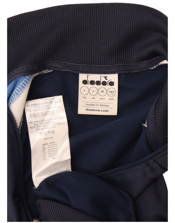 Giacca da tuta da uomo Diadora Large in poliestere color block blu navy