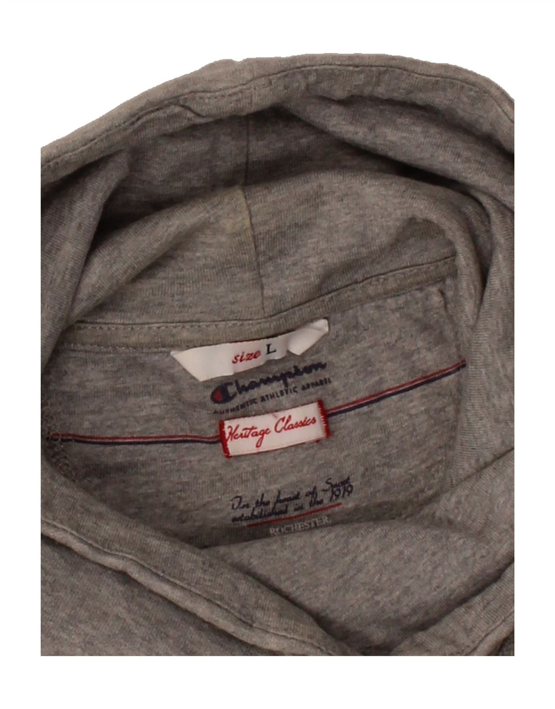 CHAMPION Womens Graphic Roll Neck Sweatshirt Jumper UK 16 Large Grey Vintage Champion and Second-Hand Champion from Messina Hembry 