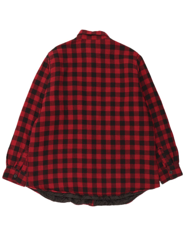 Camicia EMP da uomo in flanella da boscaiolo 2XL in cotone a quadretti rosso