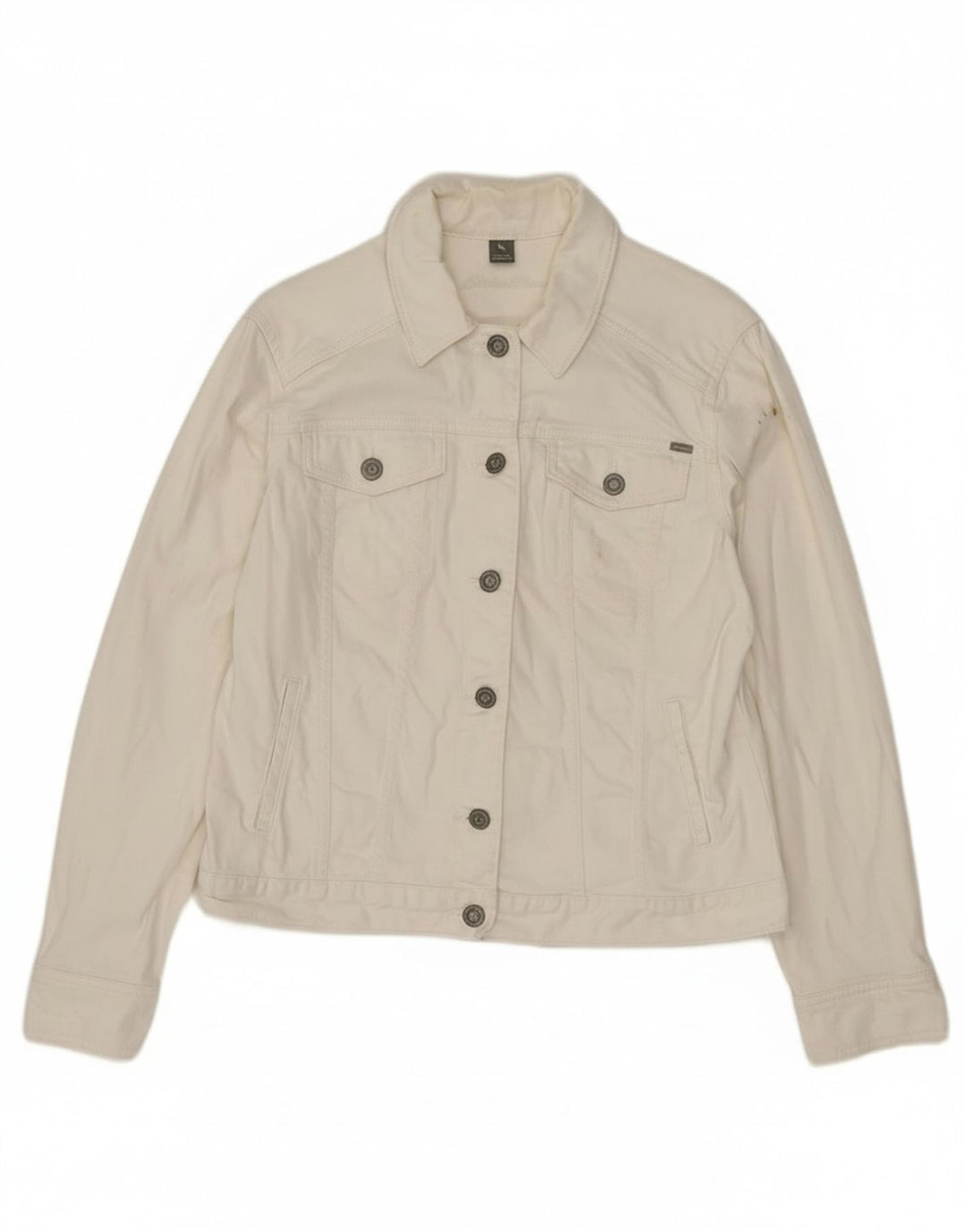 Giacca di jeans da donna Eddie Bauer UK 14 grande cotone bianco