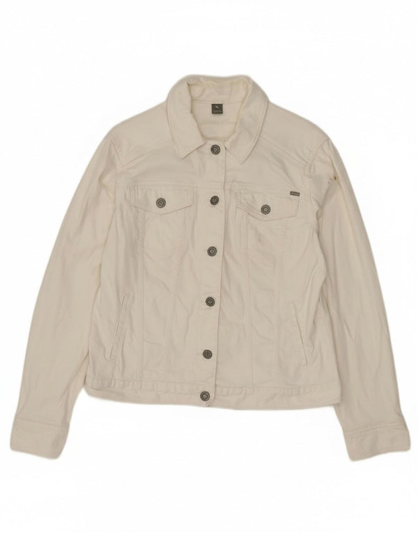 Giacca di jeans da donna Eddie Bauer UK 14 grande cotone bianco