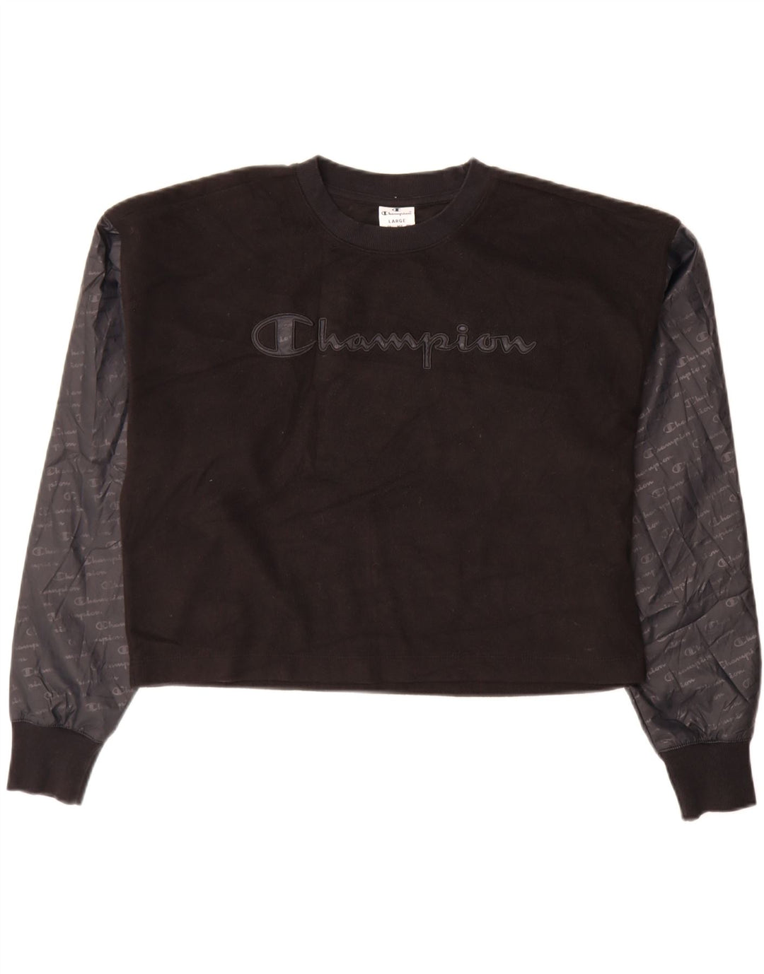 Felpa con grafica corta da donna Champion, taglia UK 16, grande, nera