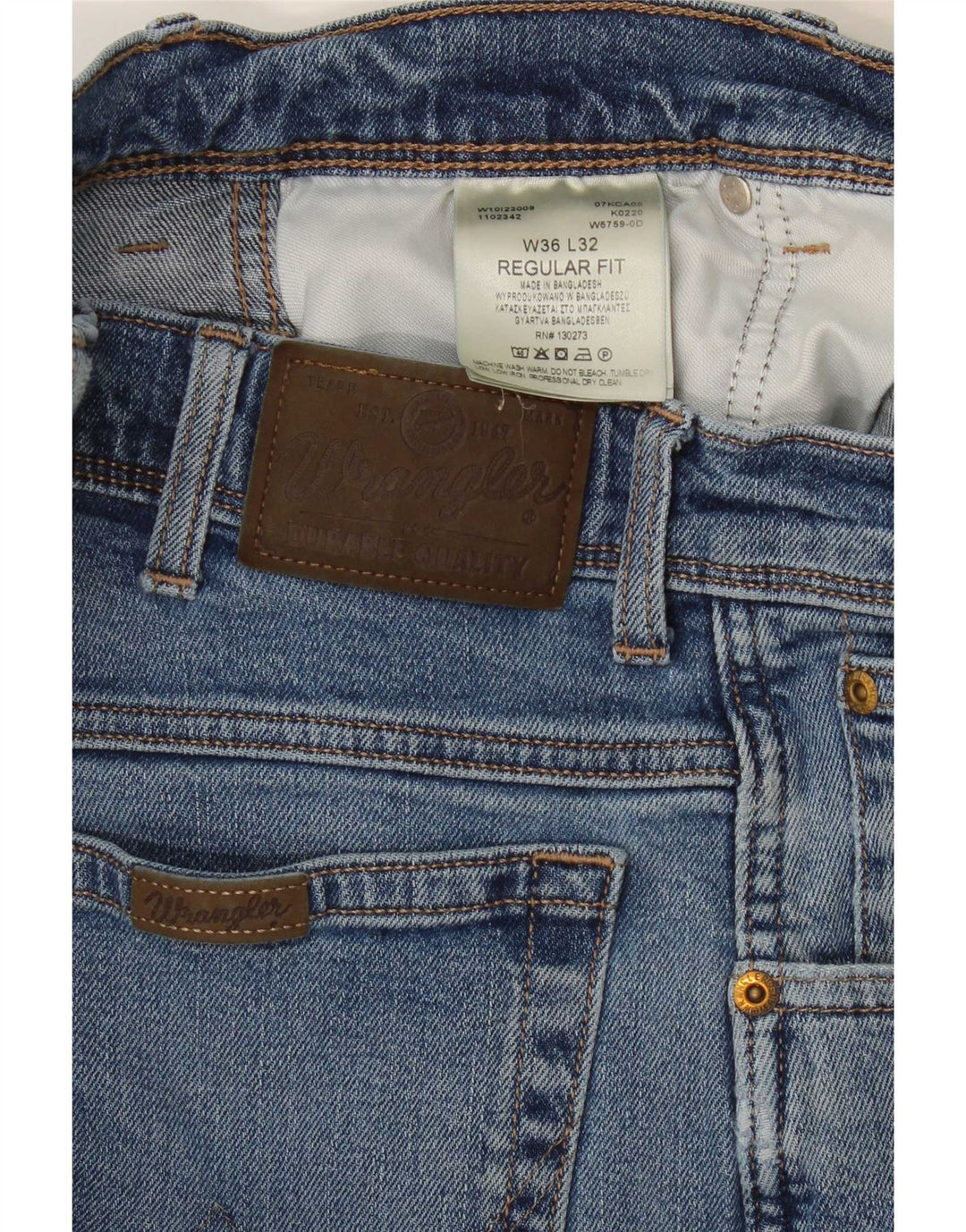 Jeans dritti da uomo Wrangler vestibilità regolare W36 L32 cotone blu