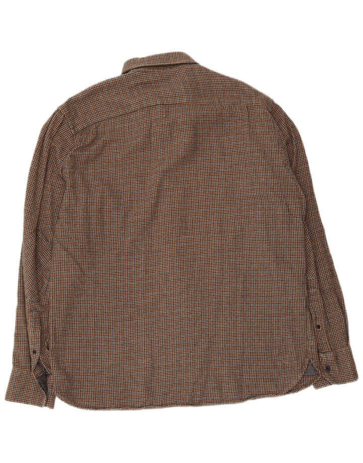 Camicia da uomo in flanella Marks & Spencer blu porto pied de poule marrone medio