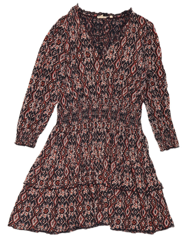 Abito impero da donna Fat Face UK 14 Grande cotone Ikat bordeaux