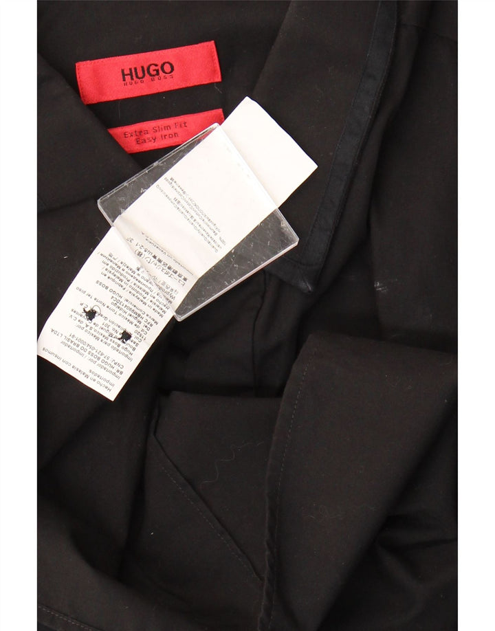 HUGO BOSS Mens Extra Slim Fit Shirt Size 42 Large Black Cotton