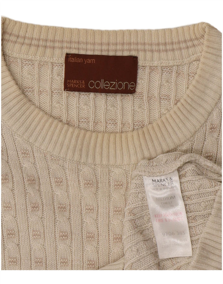 Maglione maglione girocollo da uomo Marks & Spencer medio acrilico bianco sporco