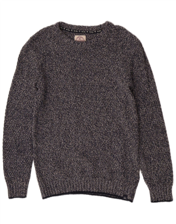 Maglione girocollo da uomo Fat Face in cotone chiazzato blu medio
