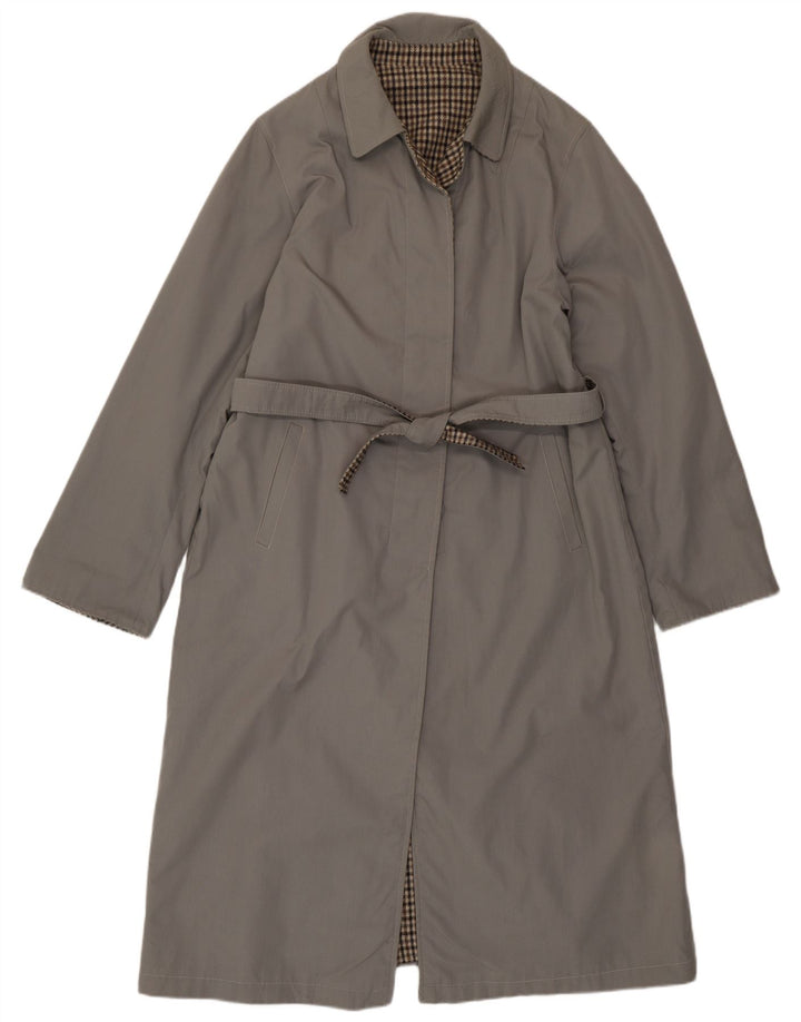 Cappotto reversibile reversibile vintage da donna IT 46 piccolo quadretto grigio
