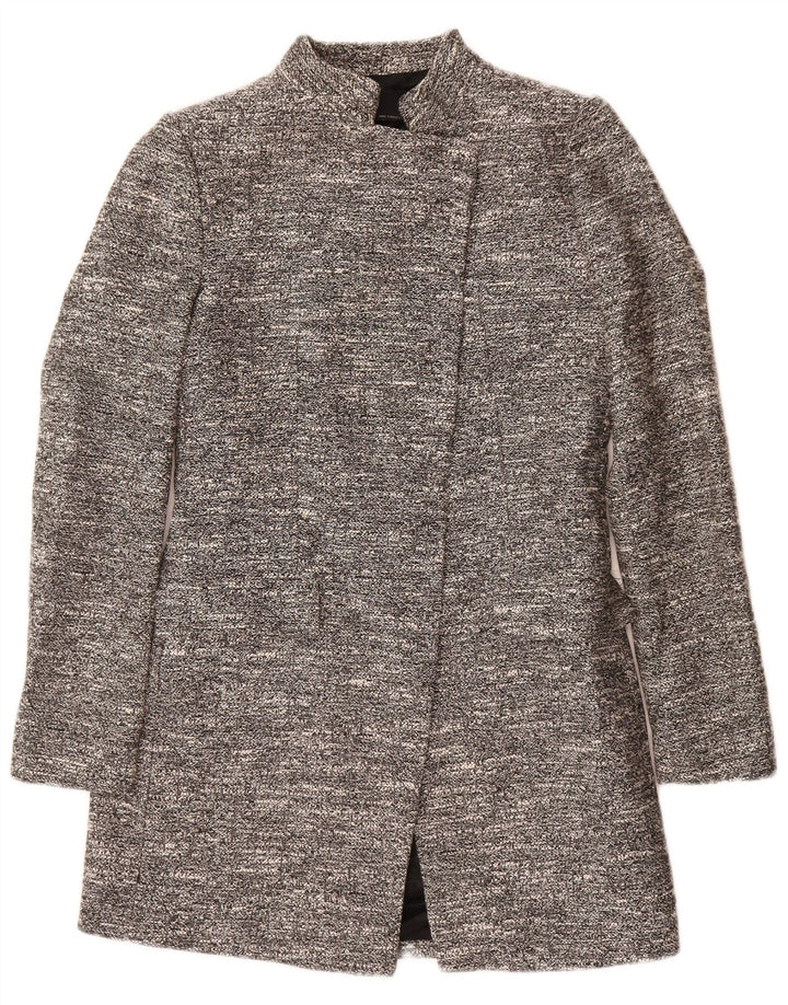 Soprabito aperto da donna Zara UK 10 piccolo cotone chiazzato grigio