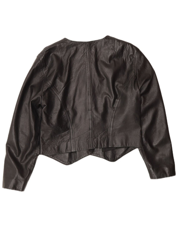 Giacca in pelle corta da donna BOGNER UK 14 media nera