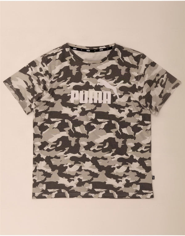 T-shirt grafica da uomo Puma Top grande in cotone mimetico grigio