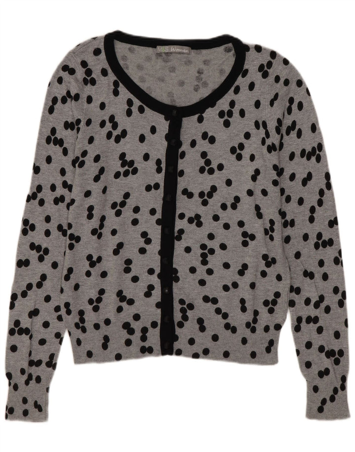 Maglione cardigan da donna Marks & Spencer UK 10 piccolo pois grigio