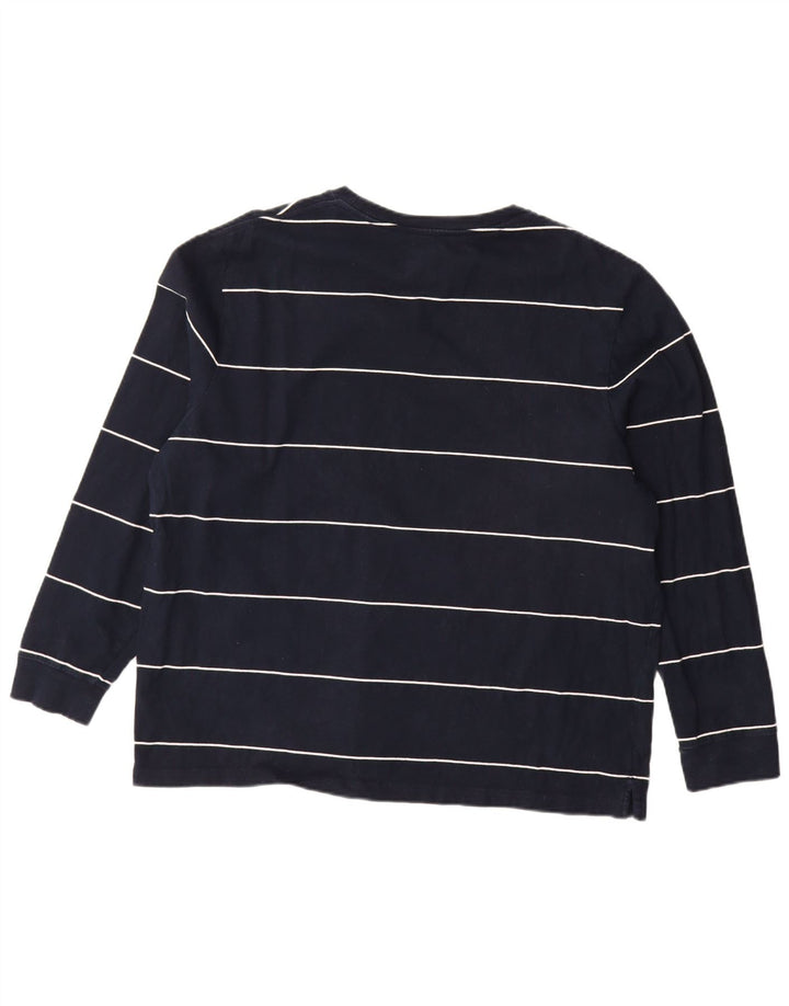 MARKS & SPENCER Top da uomo a maniche lunghe 2XL cotone a righe blu navy