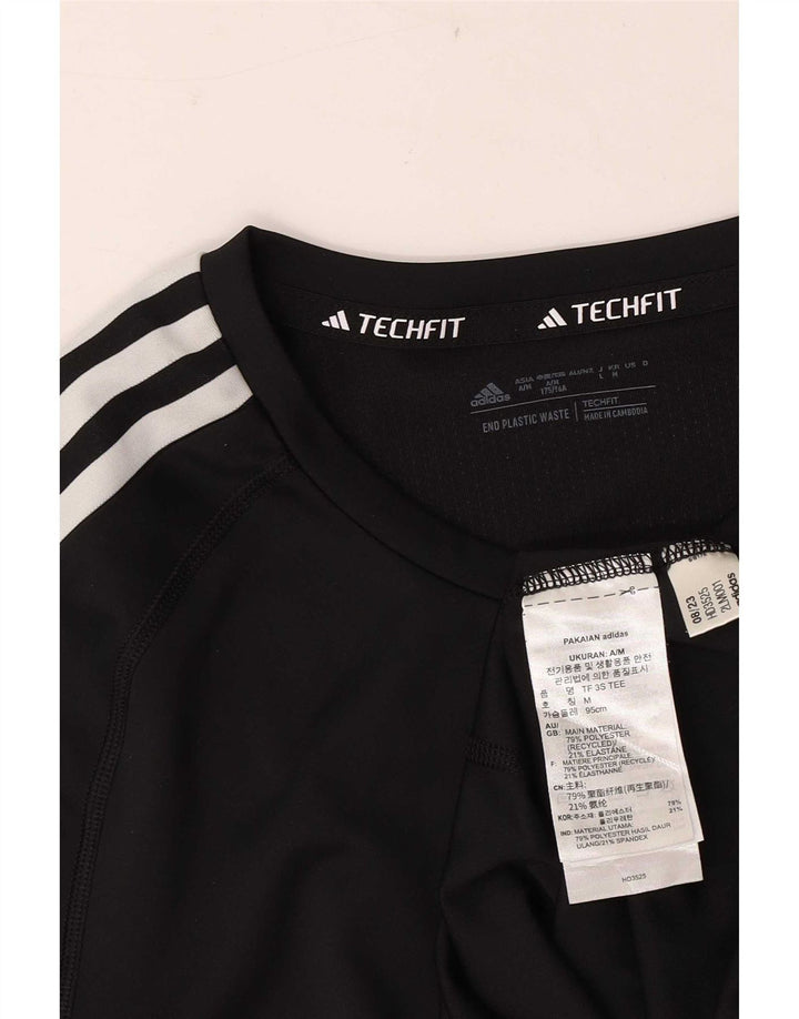 T-shirt Adidas da uomo Tech Fit Top in poliestere nero medio