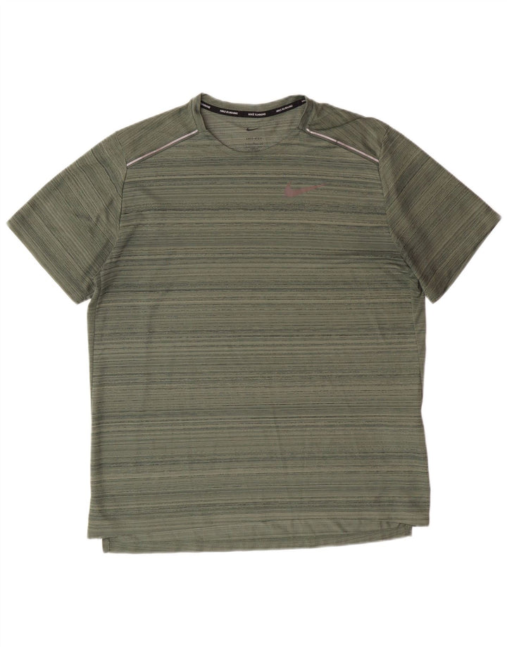 T-shirt Nike da uomo Dri Fit in poliestere a righe grandi verdi