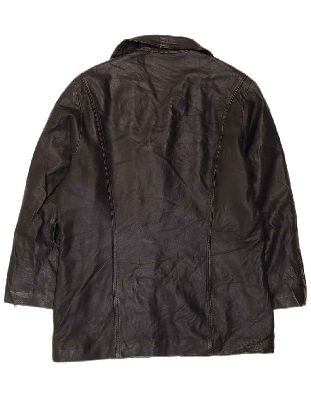 Giacca in pelle oversize da donna VINTAGE UK 10 piccola nera