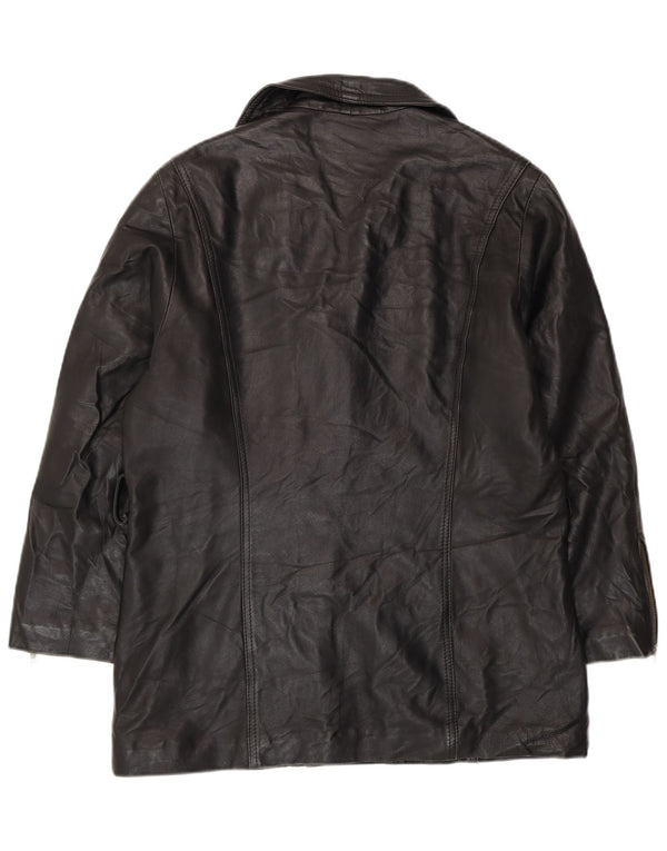 Giacca in pelle oversize da donna VINTAGE UK 10 piccola nera